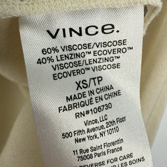 Vince Relaxed Band Collar Shirt Women oversized XS Light Shiny Peach Long Sleeve - Picture 7 of 9